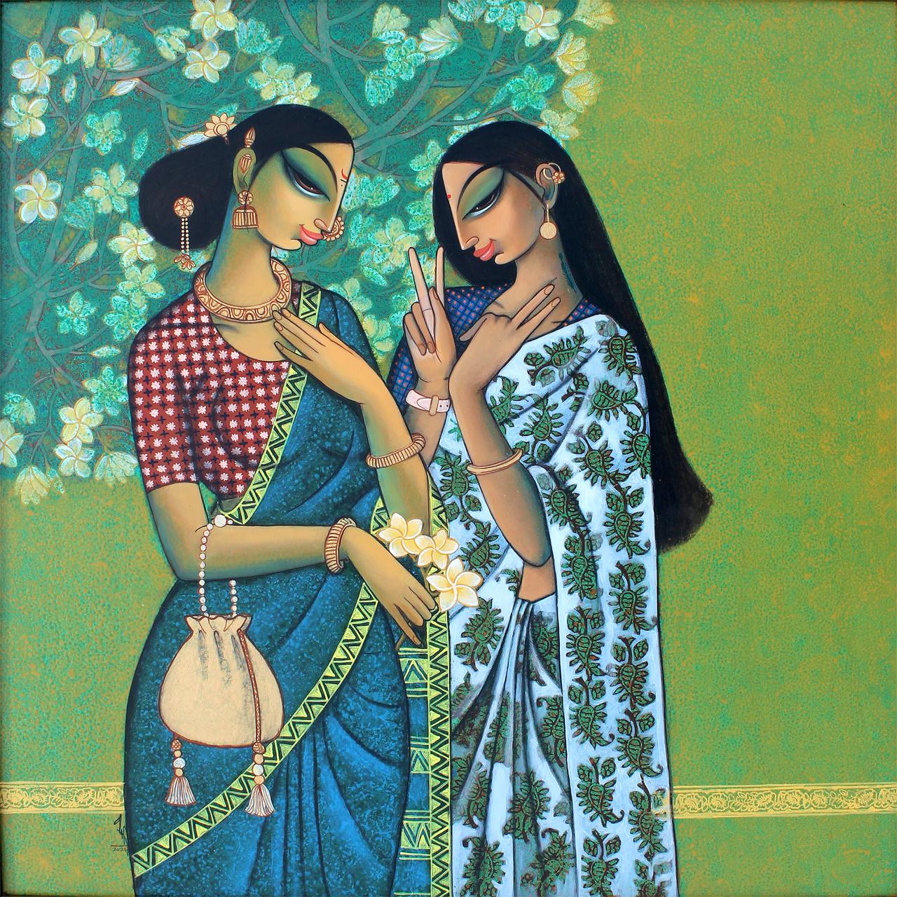 Buy Original Two Friends - 4 Painting online By Varsha Kharatmal