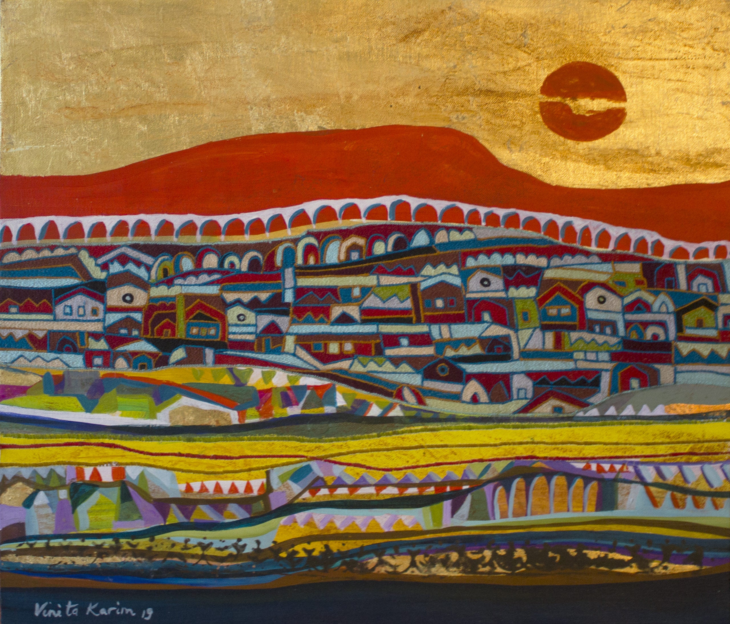 Buy Original The Red Mountain Painting online By Vinita Karim | Eikowa