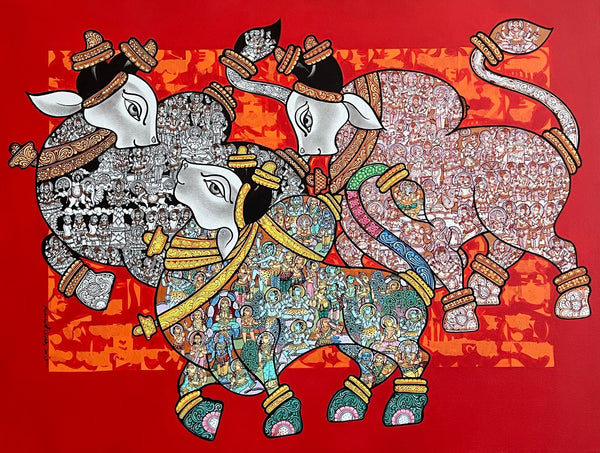 Buy Original Dancing Nandi 11 Painting online By Vivek Kumavat